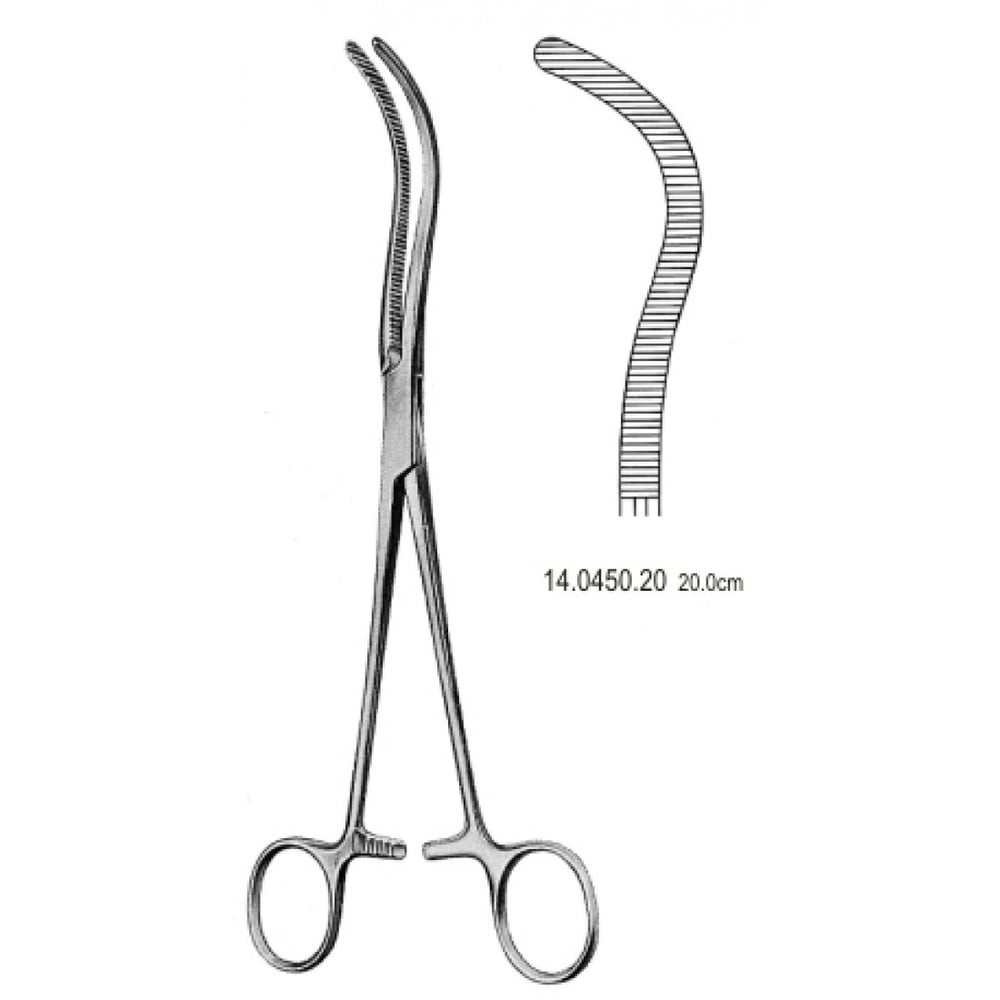 14.0450.20 Guyon/Pean Böbrek Pedikül Klempi Eğri 20cm