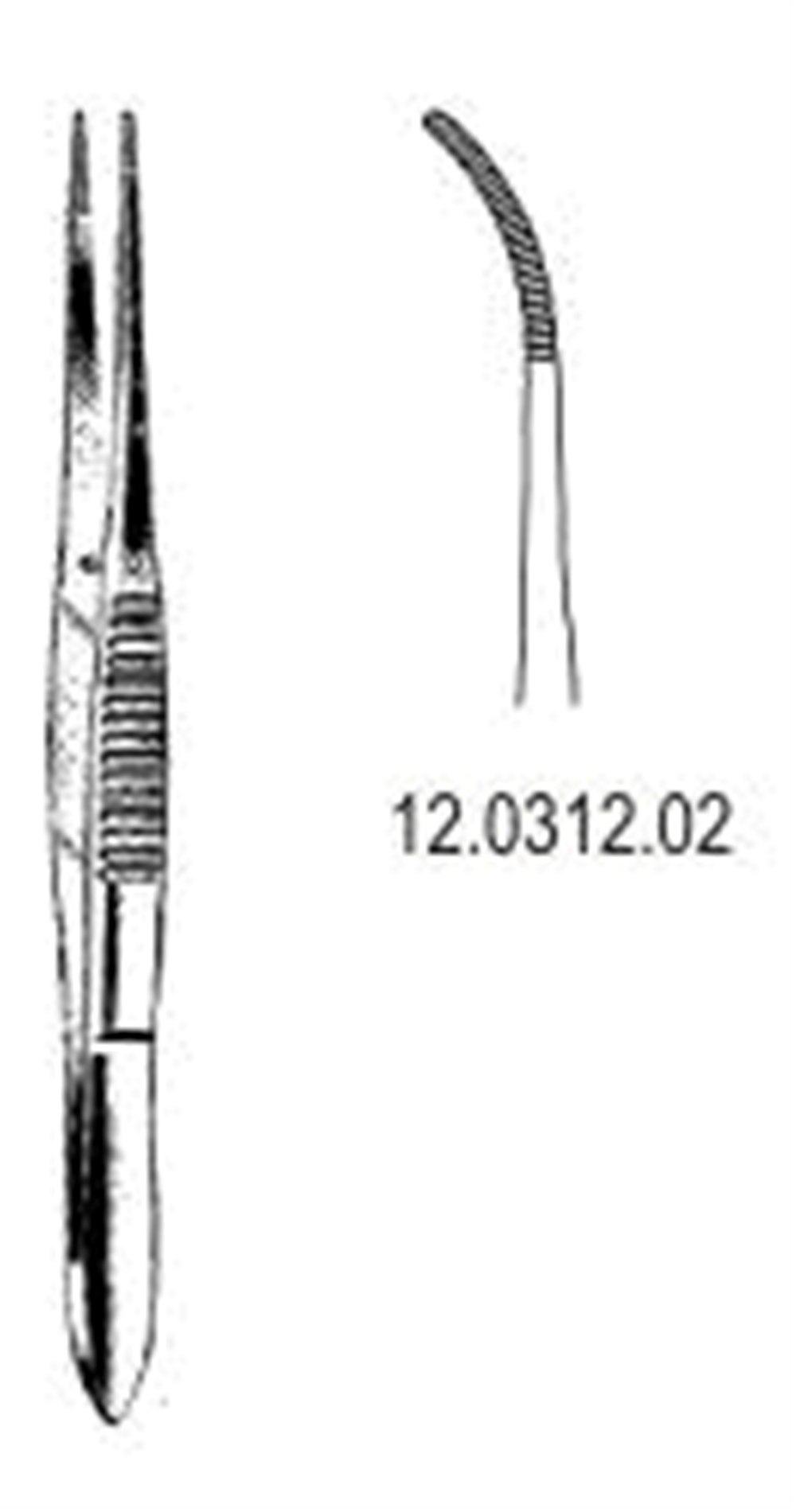12.0312.02 İnce Forseps  Eğri 10.5cm