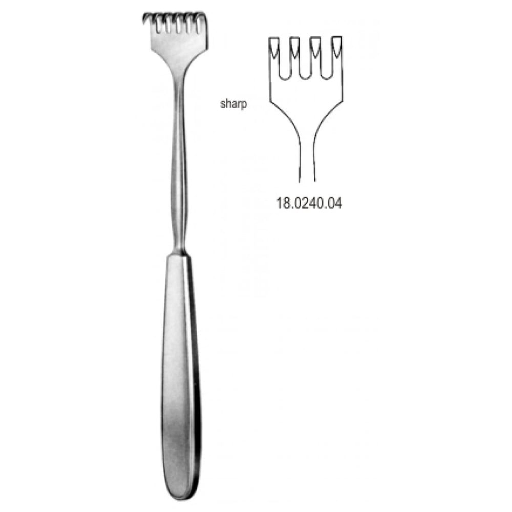 18.0240.04 Volkmann Retractor 4 prong sharp 23cm