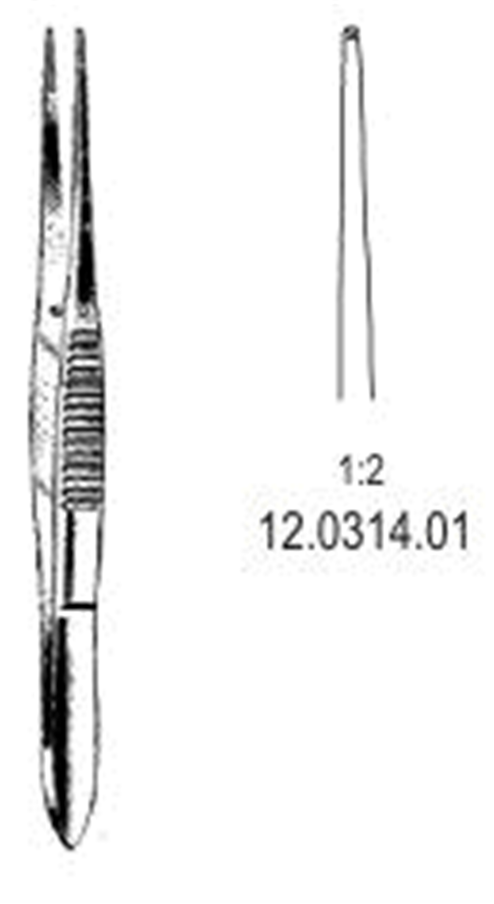 12.0314.01 İnce Doku Forsepsi 1x2T Düz 10.5cm