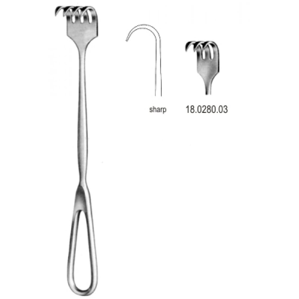 18.0280.03 Volkmann Ekartör 3 Dişli  Keskin 22cm