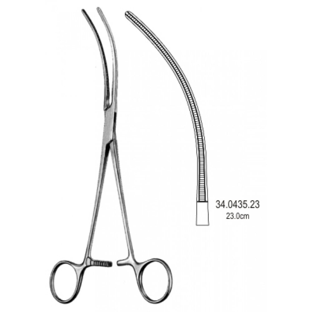 34.0435.23 Potts Atravmatik  Damar Forsepsi Eğri 23cm