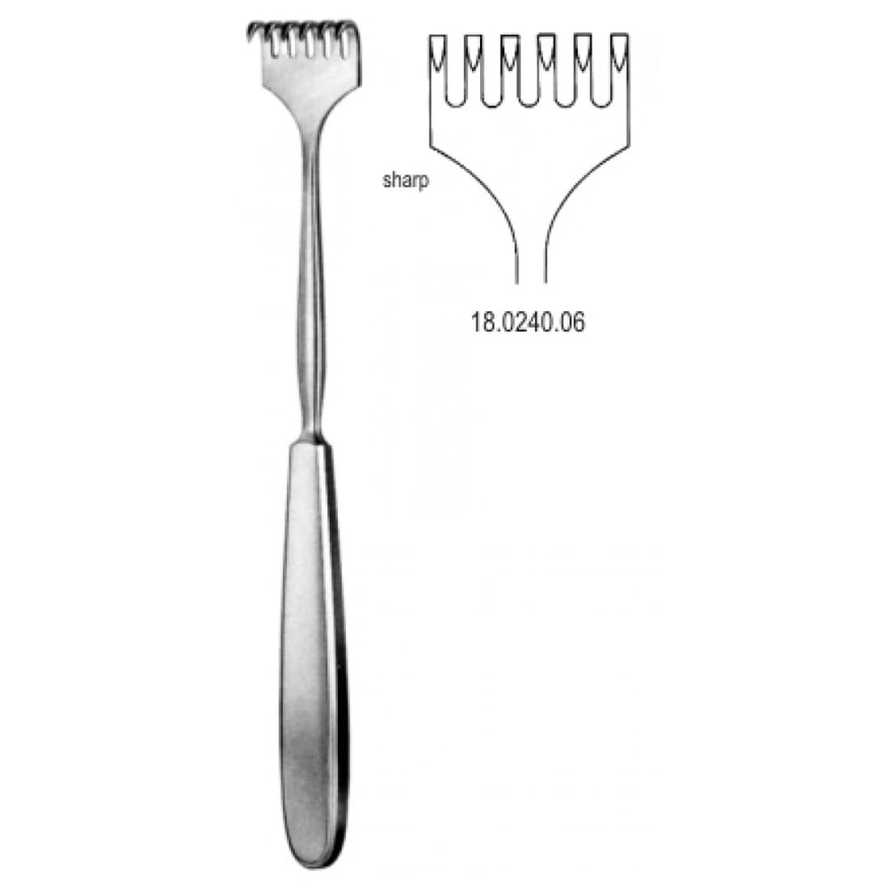 18.0240.06 Volkmann Retractor 6 prong sharp 23cm