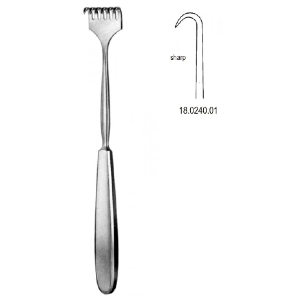 18.0240.01 Volkmann Retractor 1.prong sharp 23cm