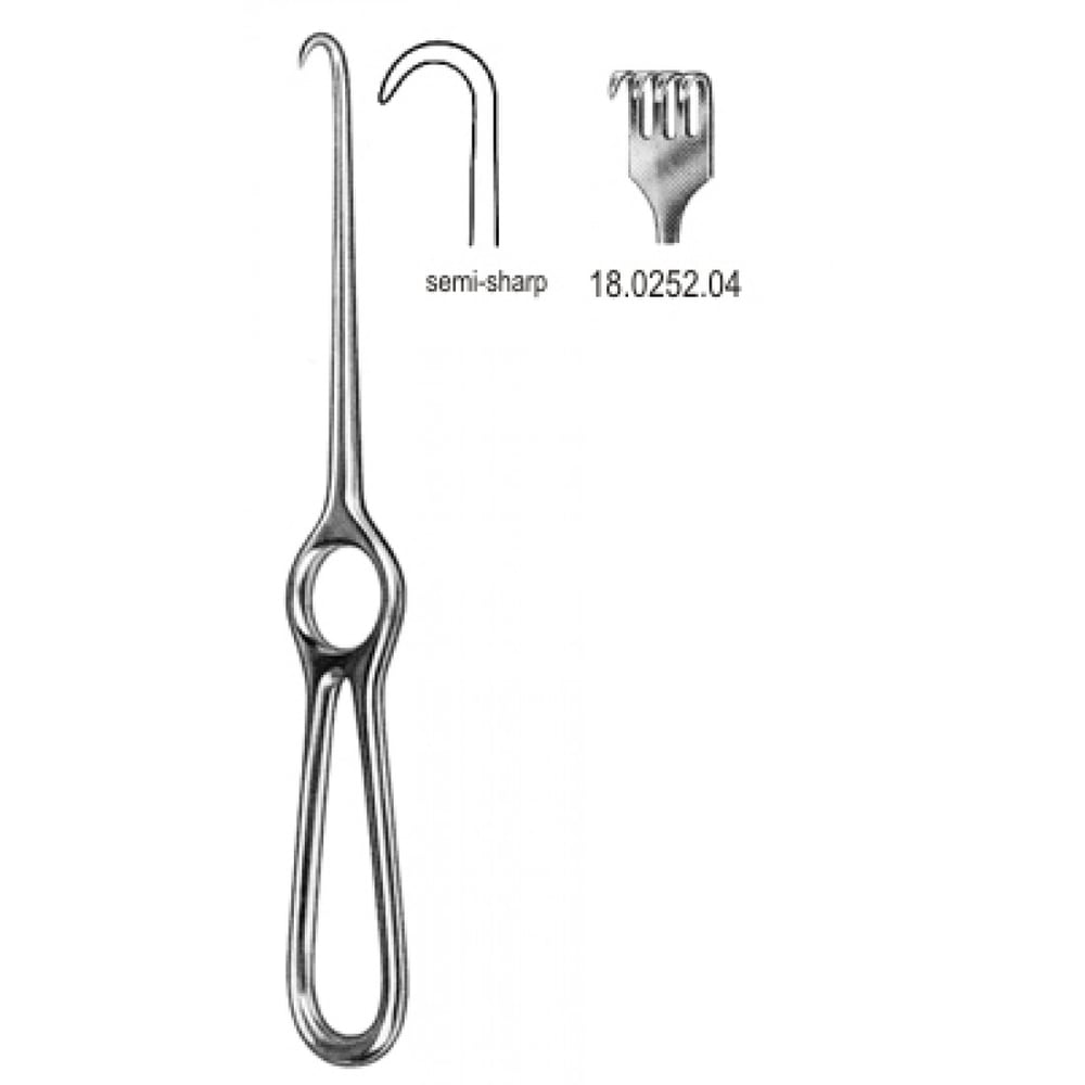 18.0252.04 Volkmann Ekartör 4 Dişli Yarı Keskin 21.5cm