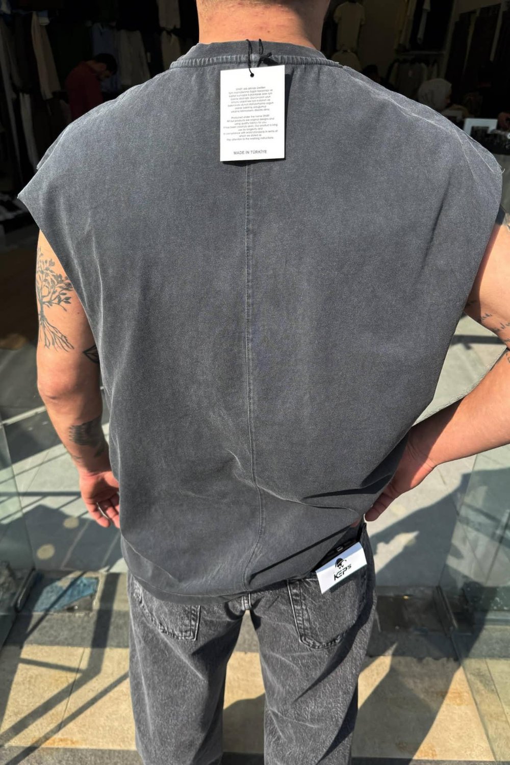 Antrasit Sıfır Kol T-Shirt