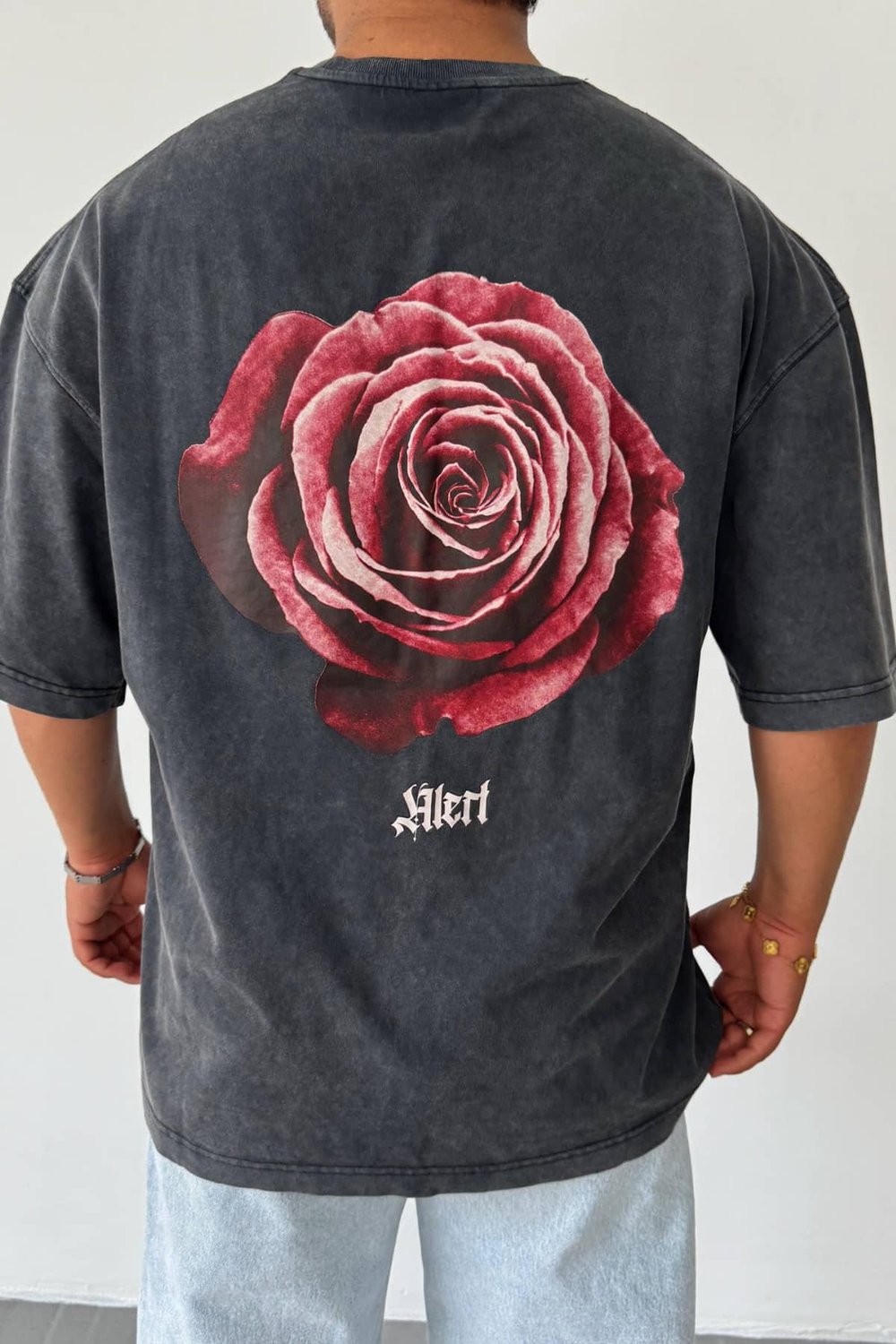 Antrasit Yüksek Kalite Sırt Baskılı T-shirt