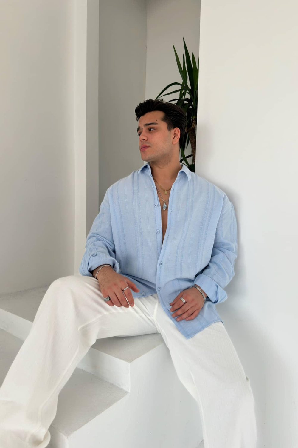 Bebemavi Linen Nakışlı Keten Gömlek