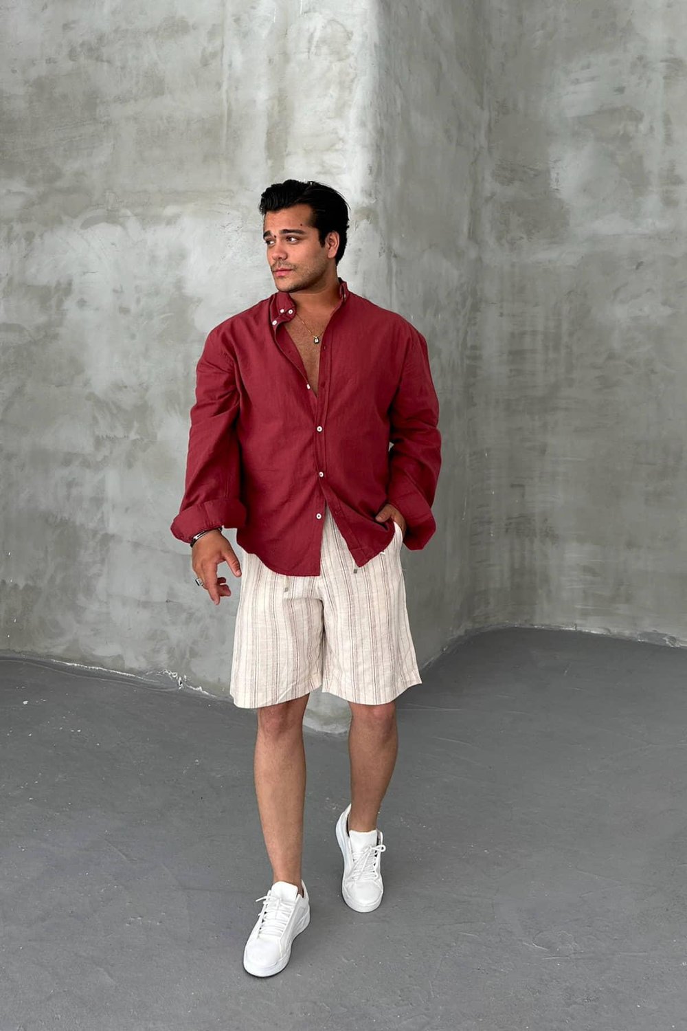 Bordo Fresh Keten Gömlek