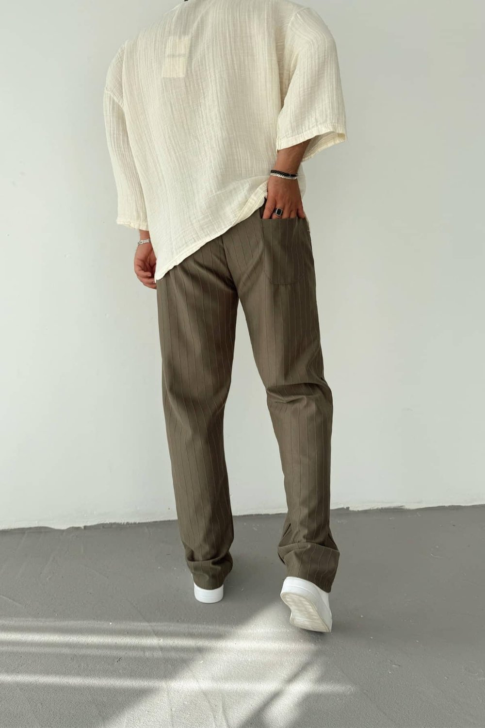 Haki Yeşil Şeritli Baggy Pantolon