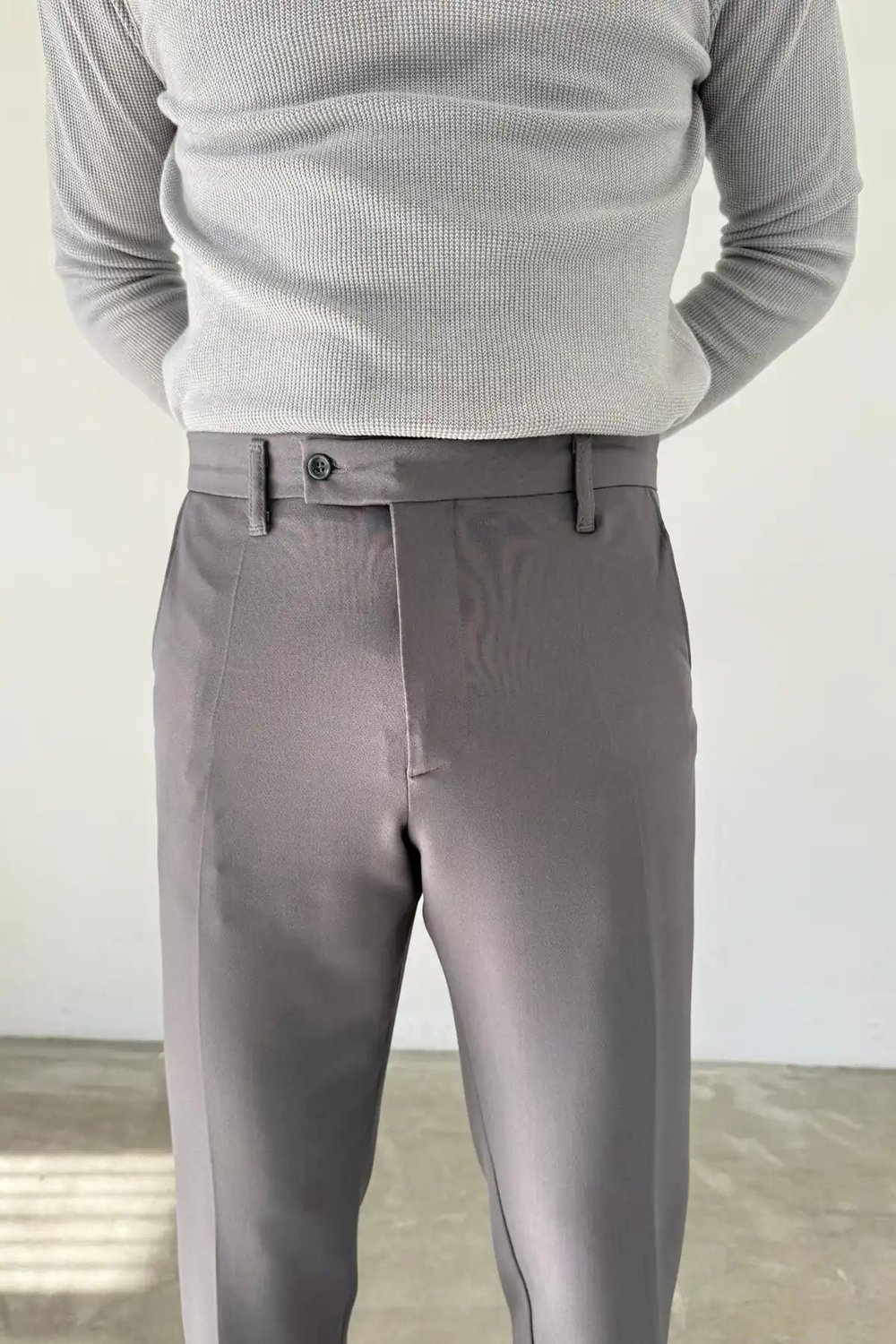 Kışlık Kısa Dilli Kumaş Pantolon FÜME