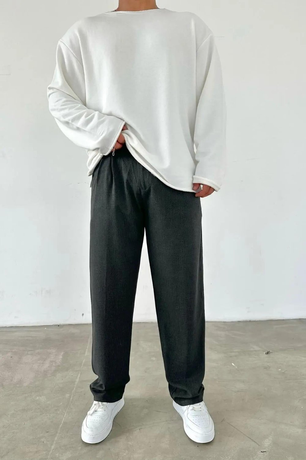 Pileli Baggy Füme Pantolon