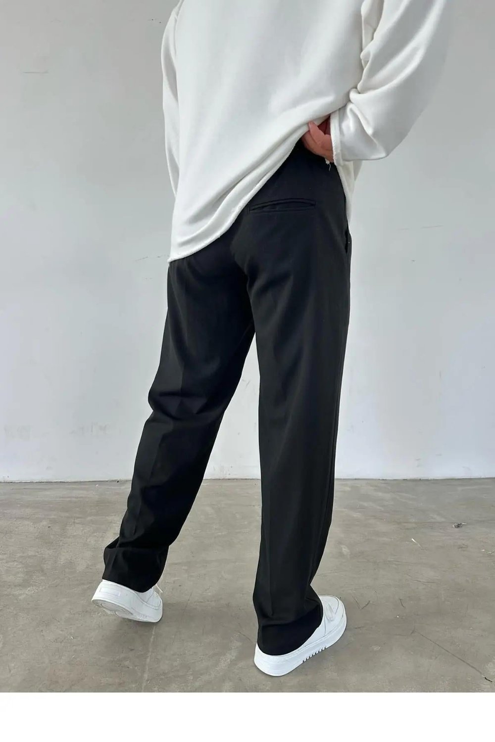 Pileli Baggy Siyah Pantolon
