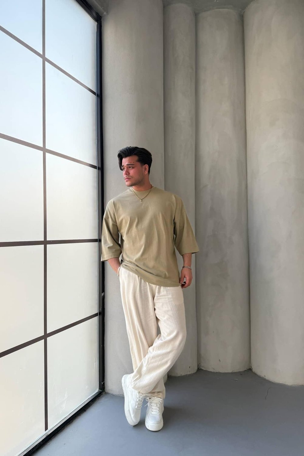Yeşil Basic Fakir Kol T-Shirt