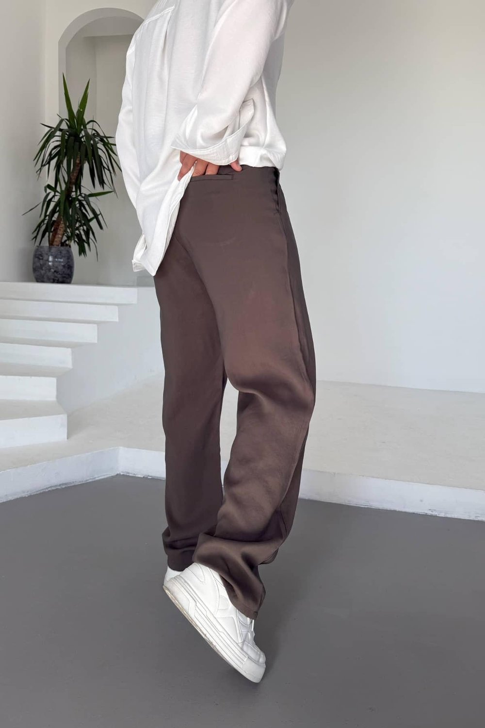 Yeşil Modal Kemerli Baggy Pantolon