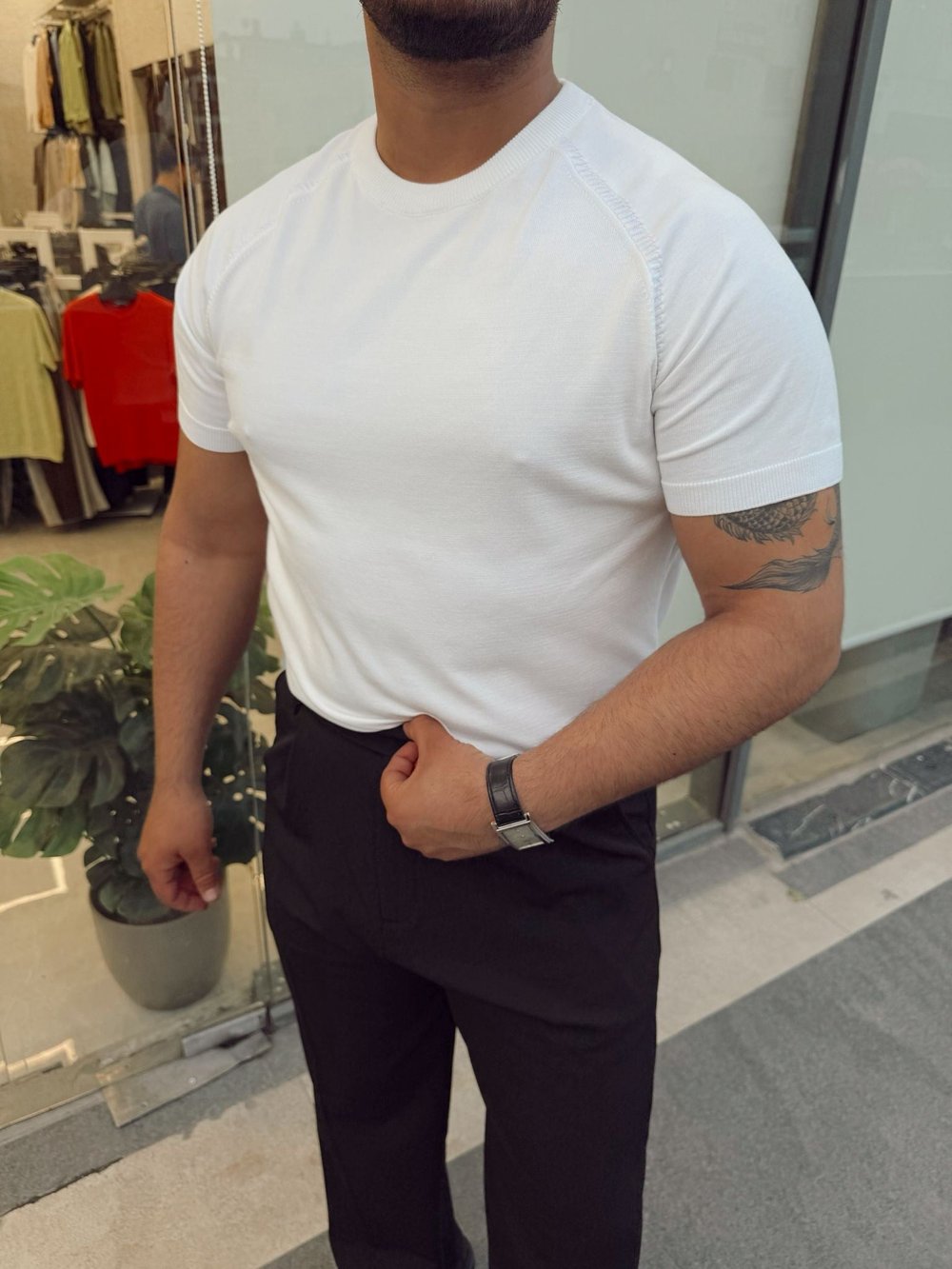 Beyaz Reglan Kol Triko