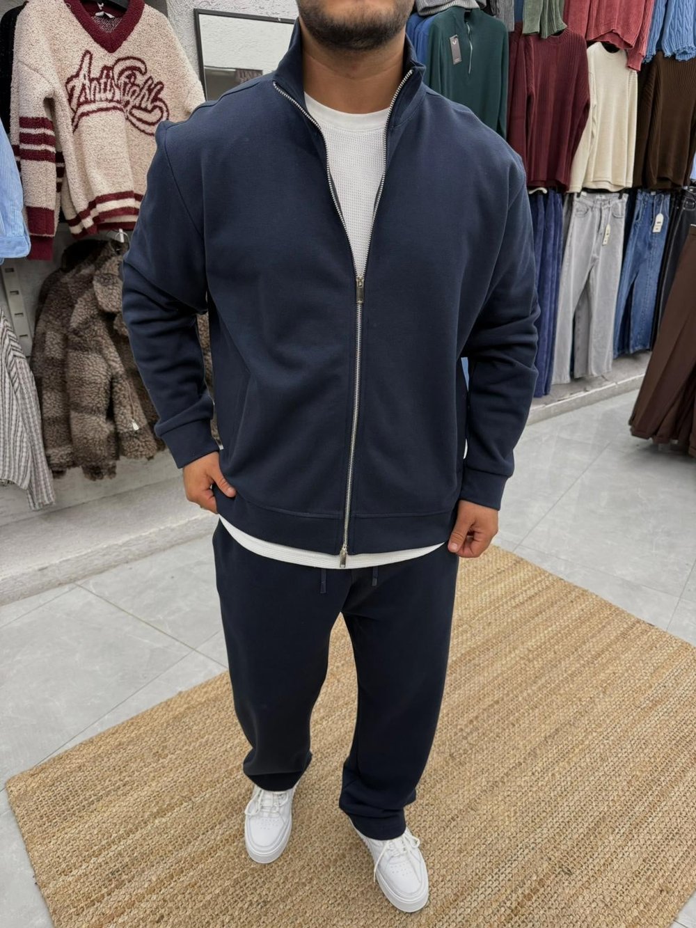 Fermuarlı Baggy Eşofman Takımı Lacivert