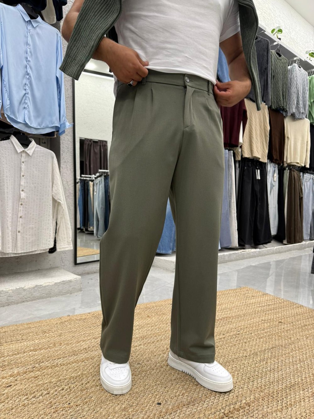 Kışlık Baggy Kumaş Pantolon Haki