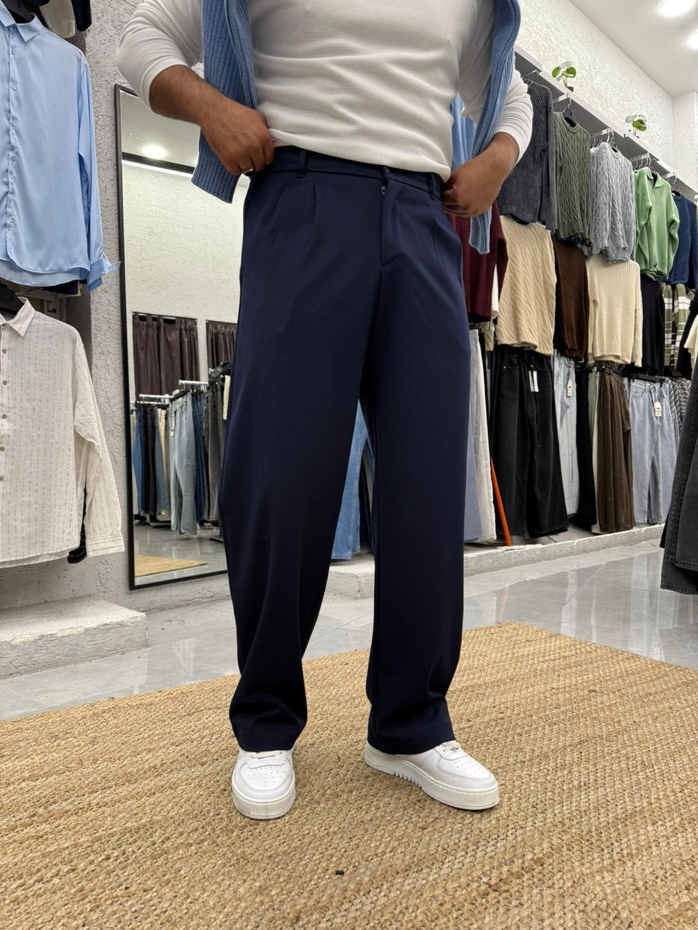 Kışlık Baggy Kumaş Pantolon Lacivert