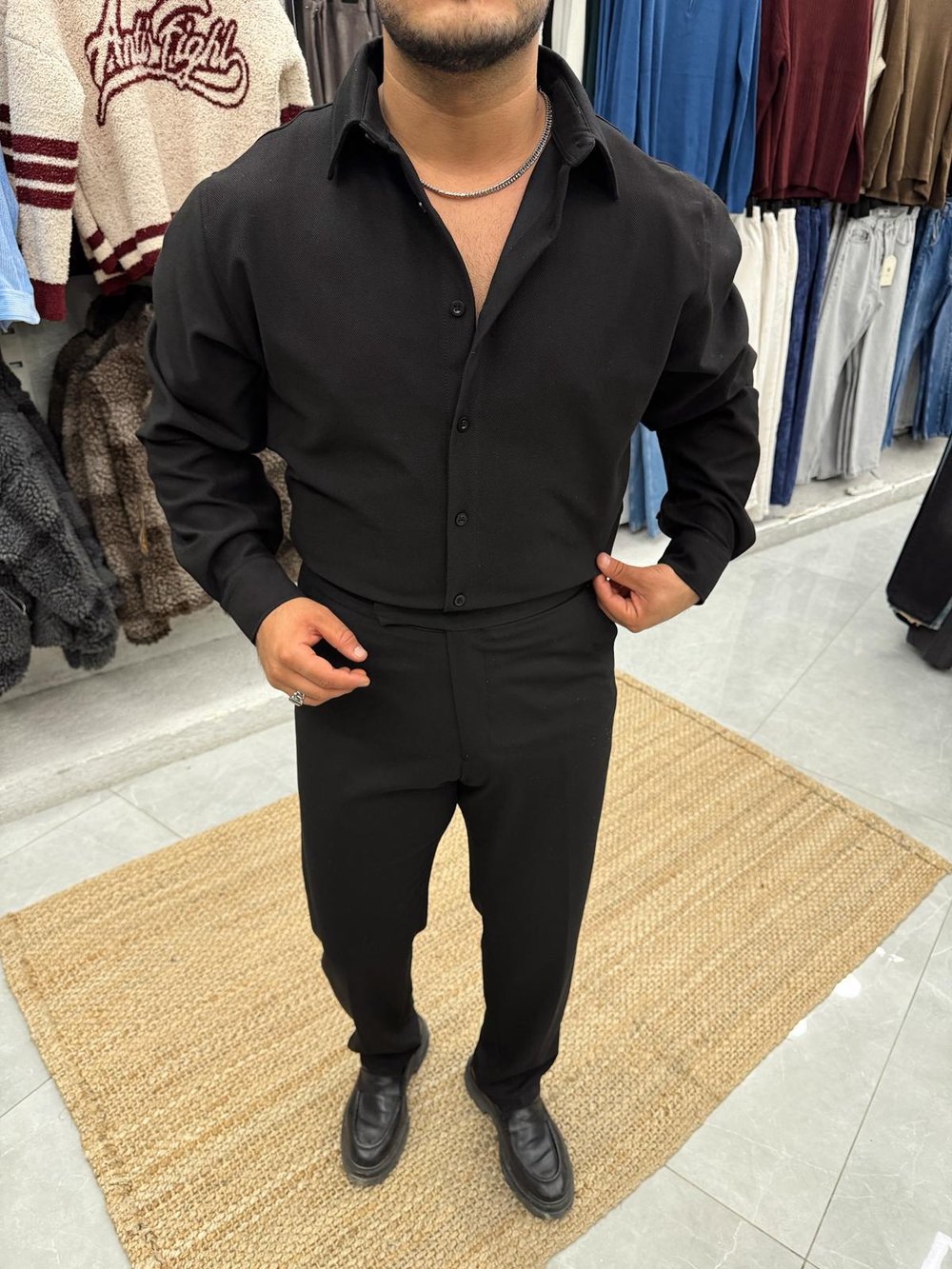 Kışlık Gabardin Gömlek Siyah