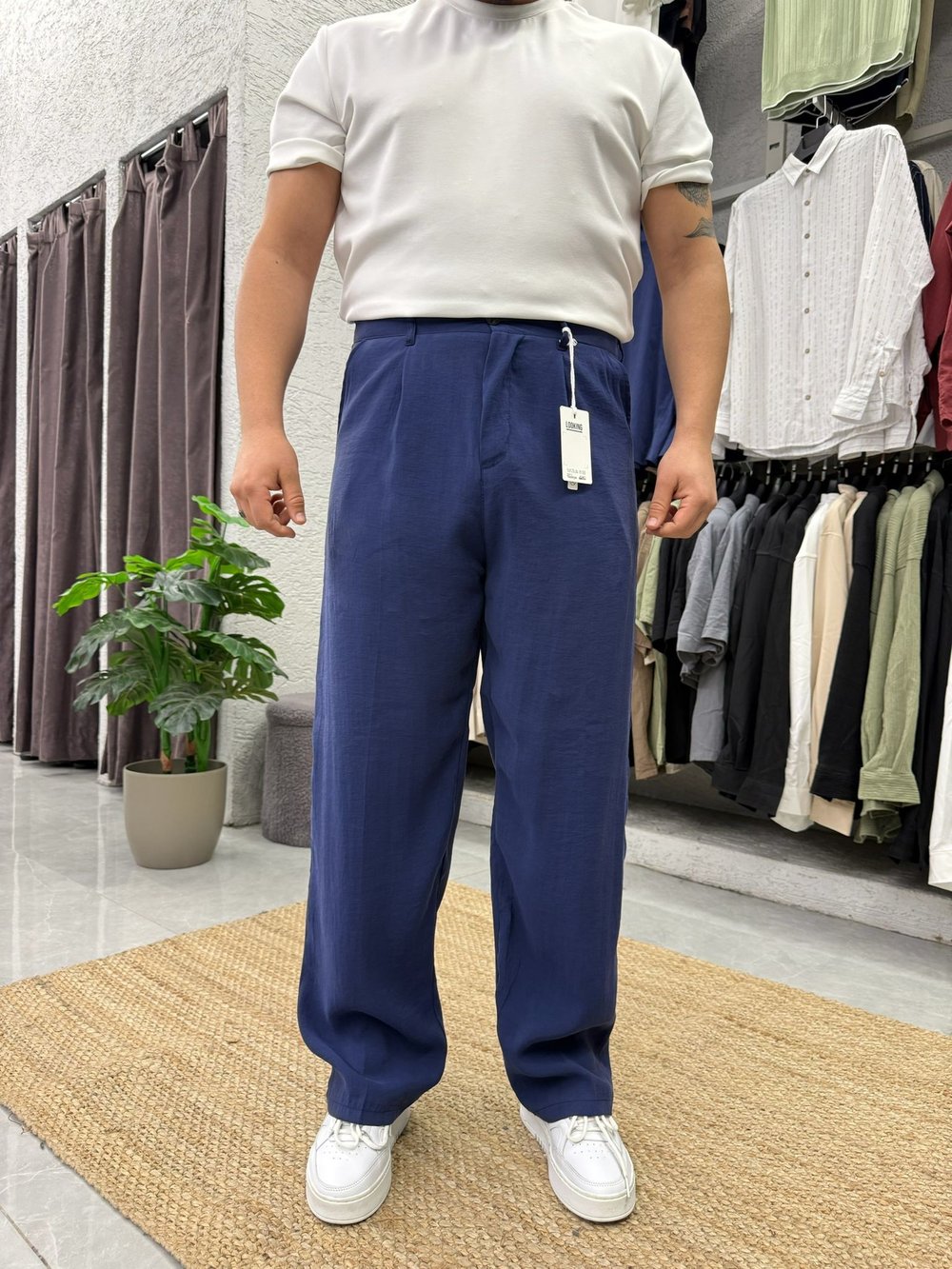 Modal Kumaş Baggy Pantolon Lacivert