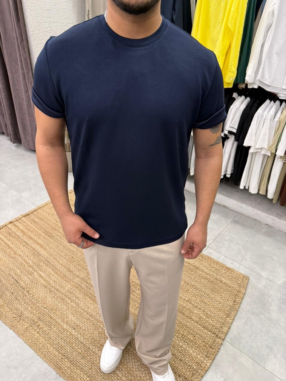 Oysho Kumaş Kısa Kol T-shirt Lacivert