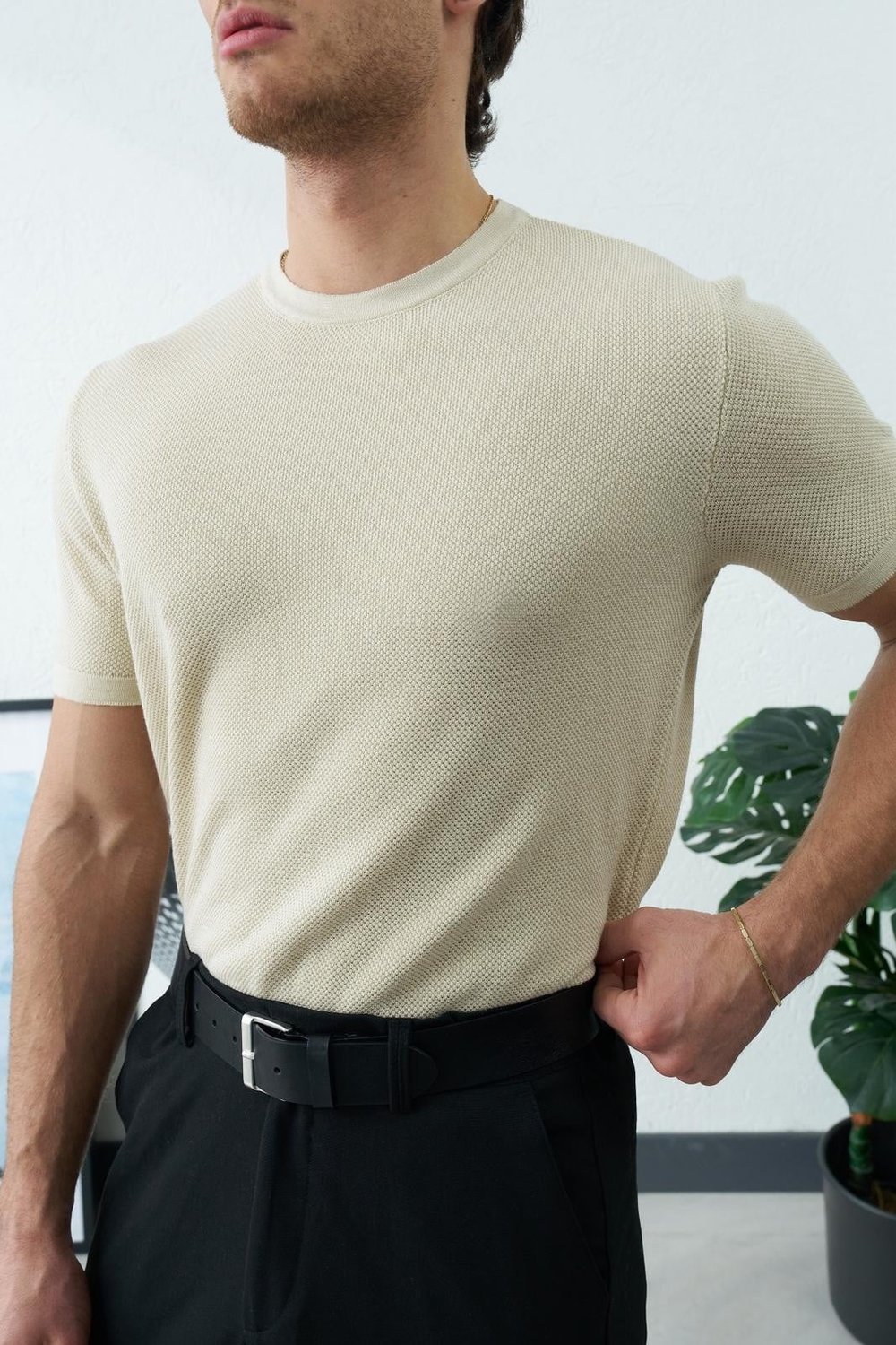 Pirinç Örgü Basic Triko Bej