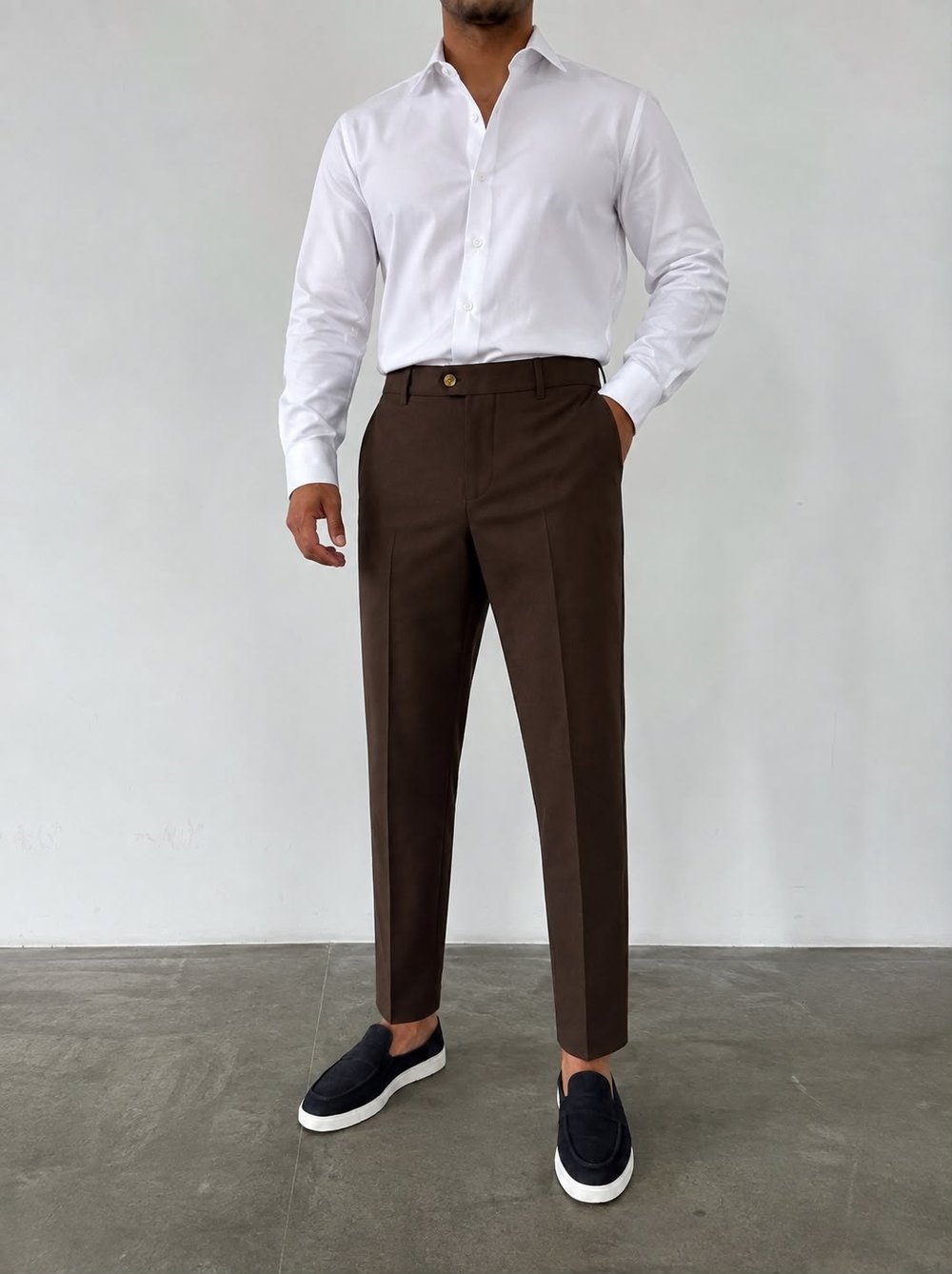 Tek Düğmeli Regular Kesim Pantolon Kahve