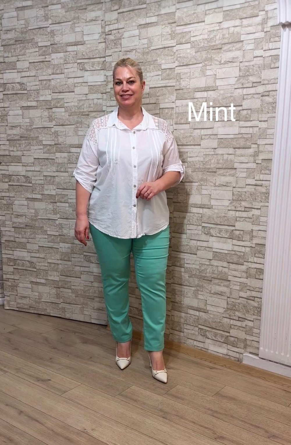 1099 BELİ LASTİKLİ BİLEK BOY PANTOLON-MİNT YEŞİLİ