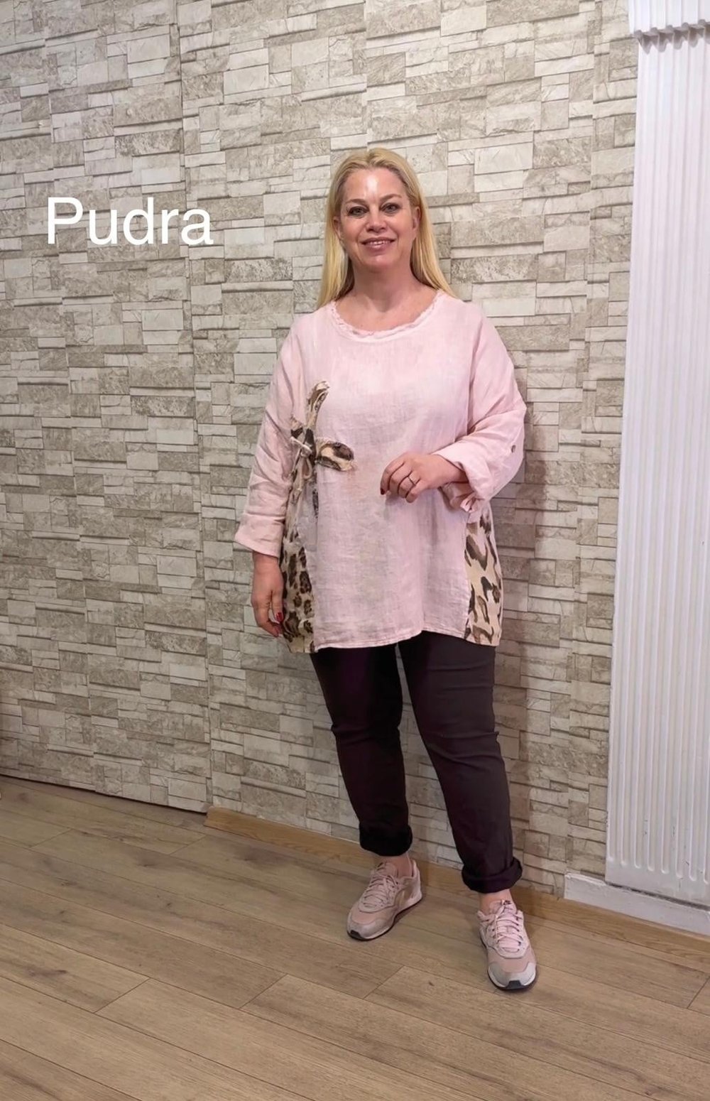 1136 İTALYAN KETEN SALAŞ BLUZ-PUDRA