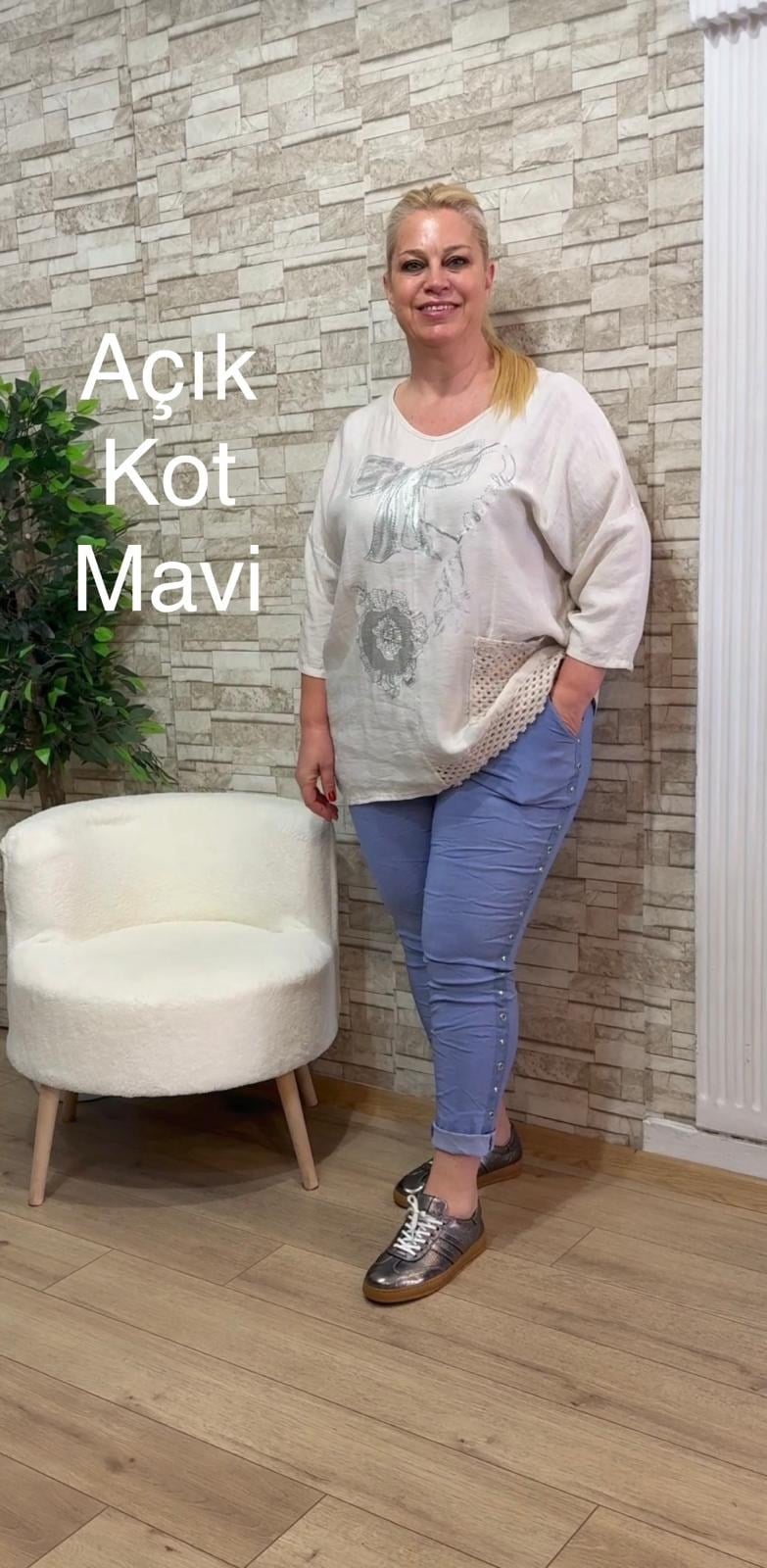 1151 İTALYAN KUŞ GÖZÜ MODEL PANTOLON-AÇIK KOT MAVİ