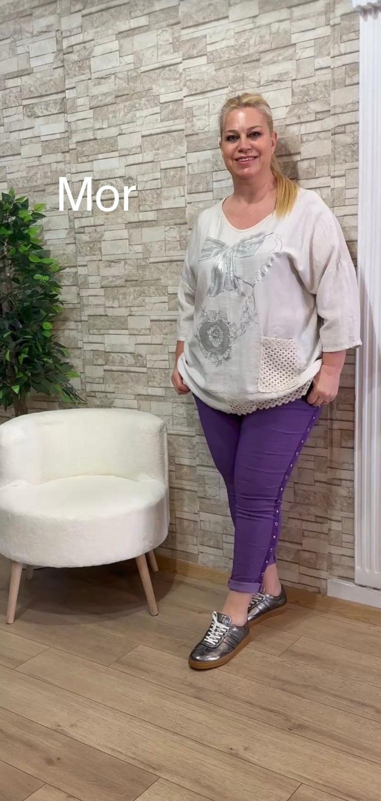 1151 İTALYAN KUŞ GÖZÜ MODEL PANTOLON-MOR