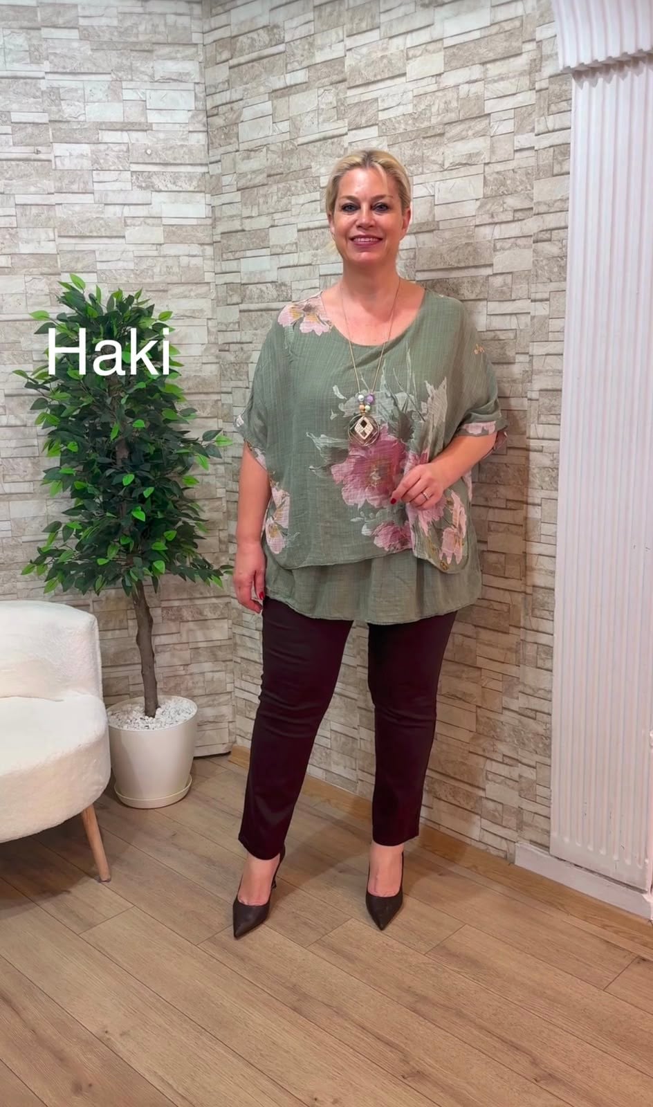 1169 İTALYAN ÇİFT KATLI PAMUK BLUZ-HAKİ