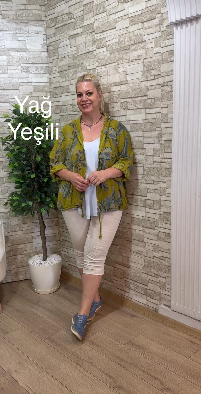 1186 İTALYAN ŞAL DESEN CEKET-YAĞ YEŞİLİ
