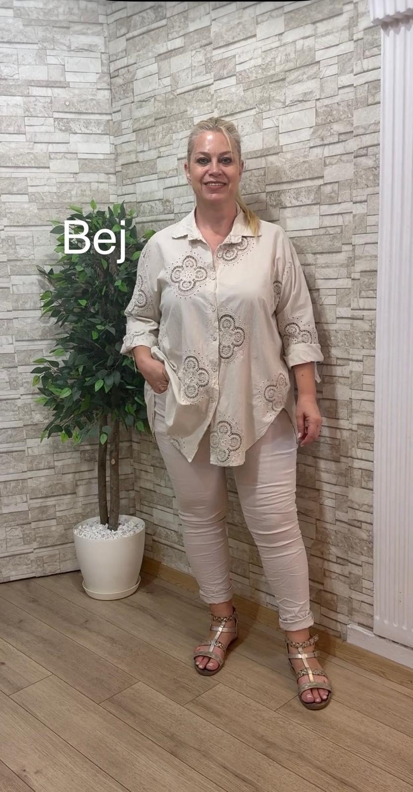 1197 İTALYAN DELİKİŞ POPLİN GÖMLEK-BEJ