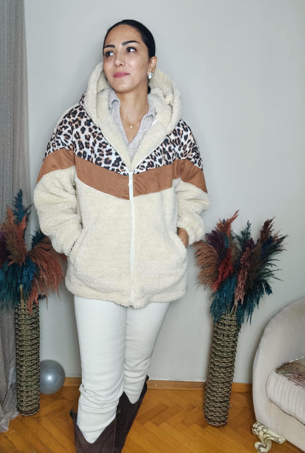 Leopar Detaylı Mont