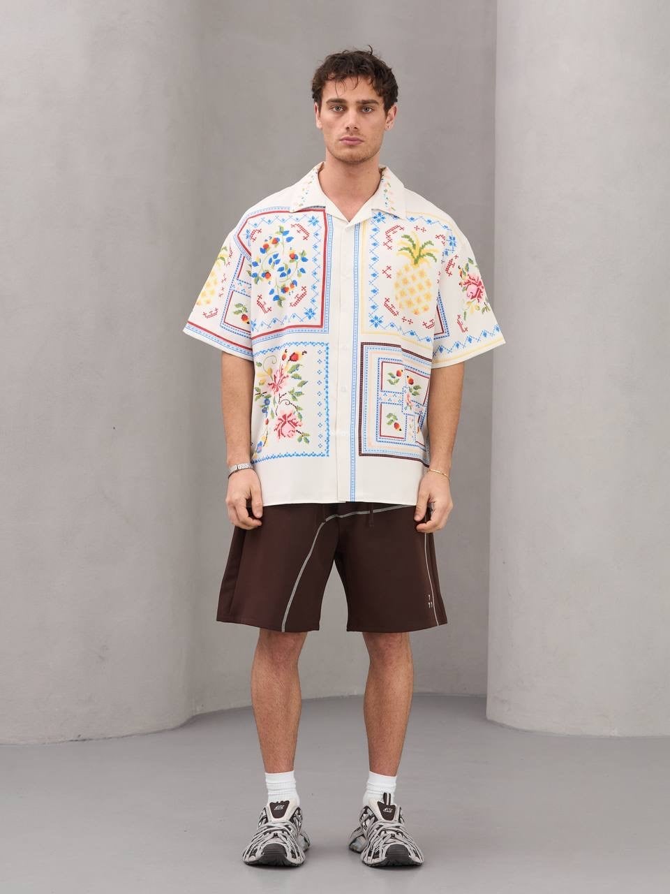 ANANAS BASKILI OVERSİZE GÖMLEK