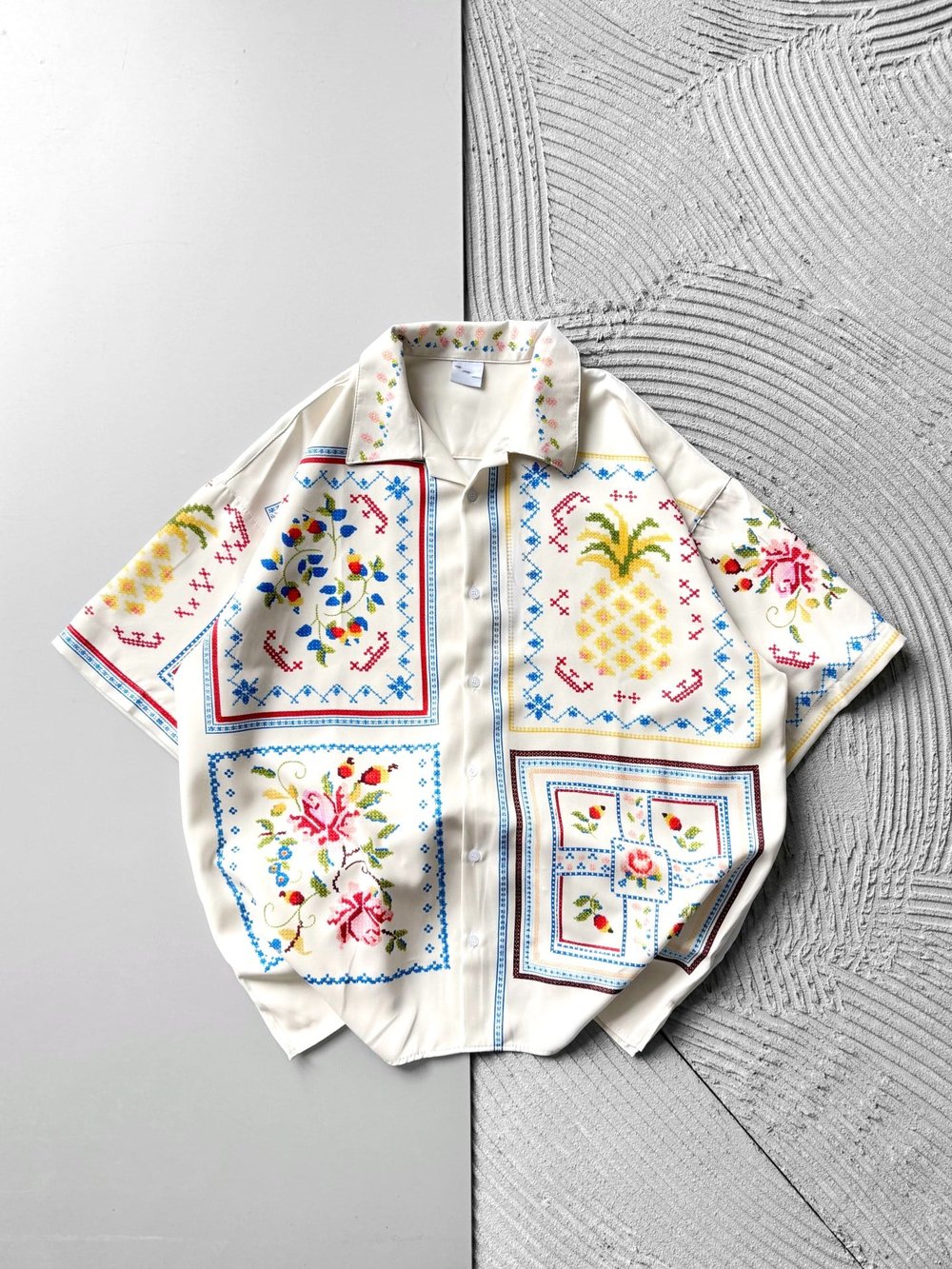 ANANAS BASKILI OVERSİZE GÖMLEK