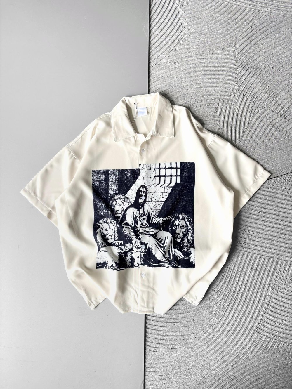 ASLAN BASKILI OVERSİZE GÖMLEK