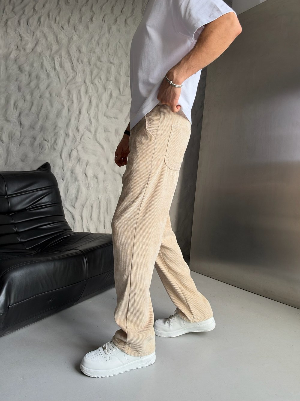BEJ REGULAR KALIP KADİFE PANTOLON
