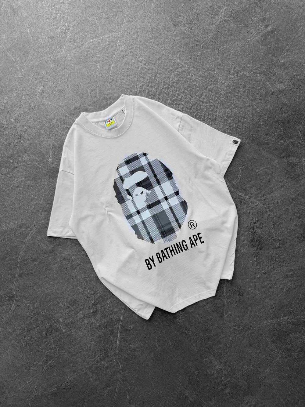 BEYAZ GRİ KARE BAPE TSHİRT