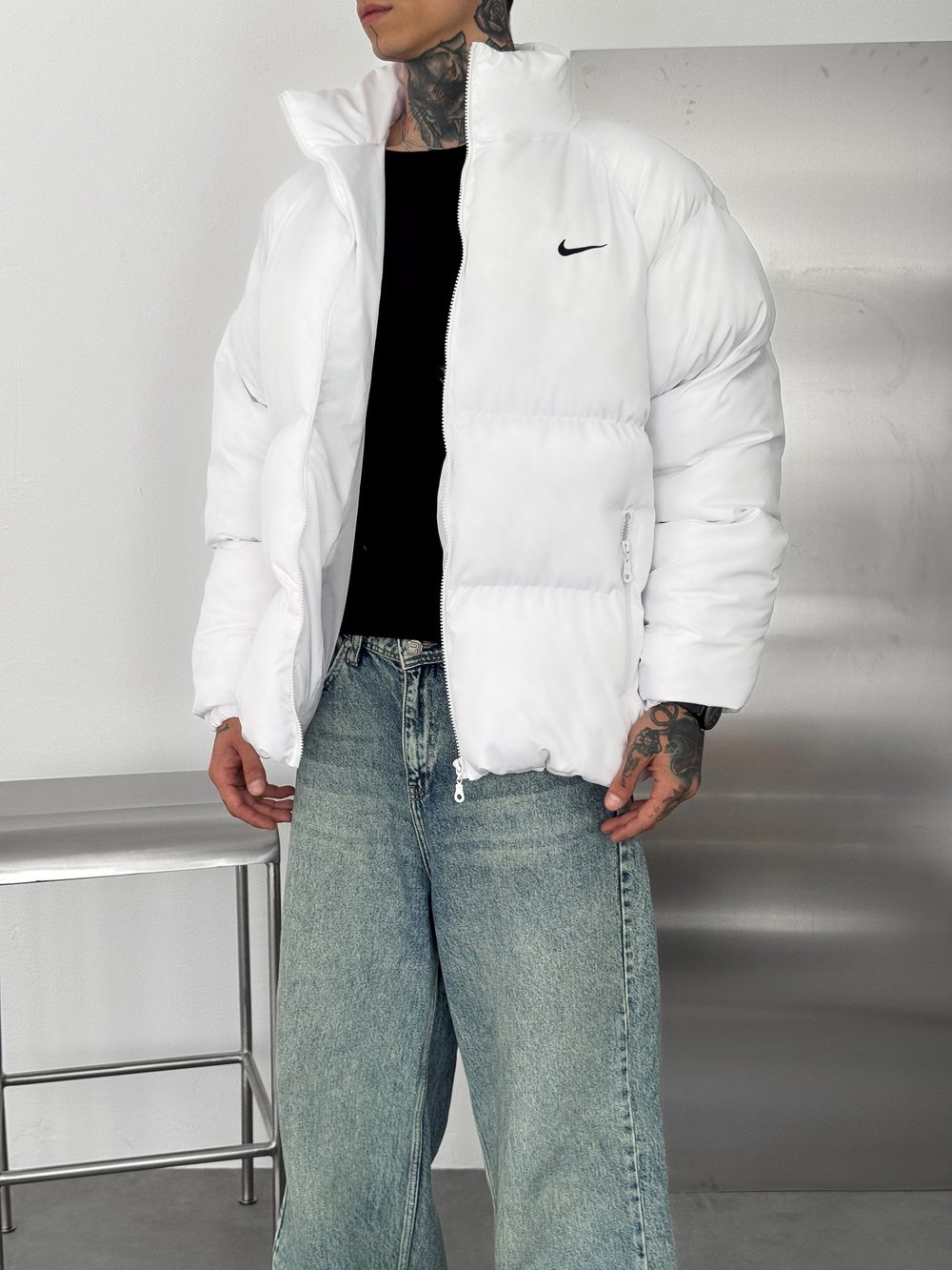 BEYAZ NİKE PUFFER MONT