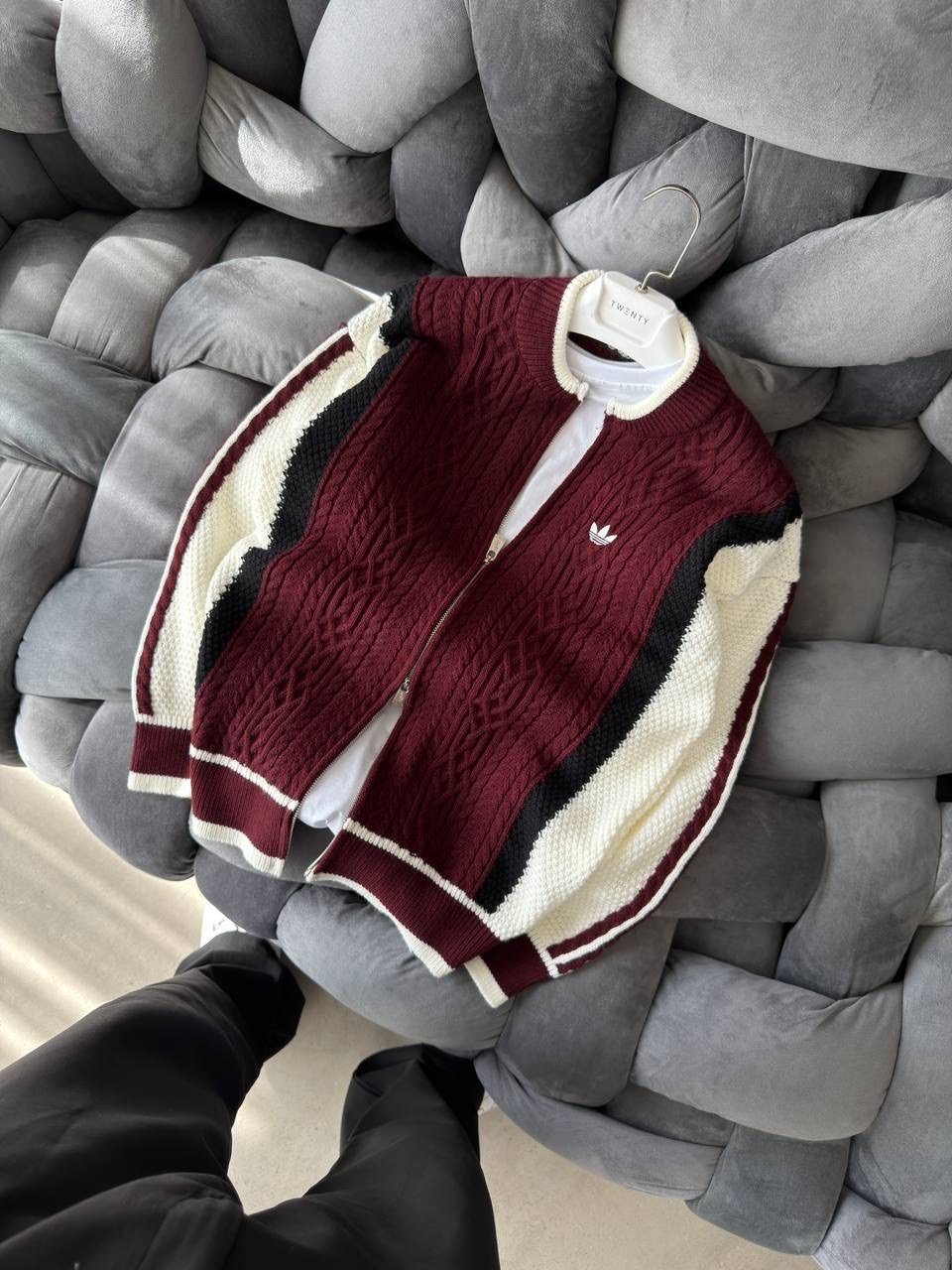 BORDO ADİDAS TRİKO HIRKA