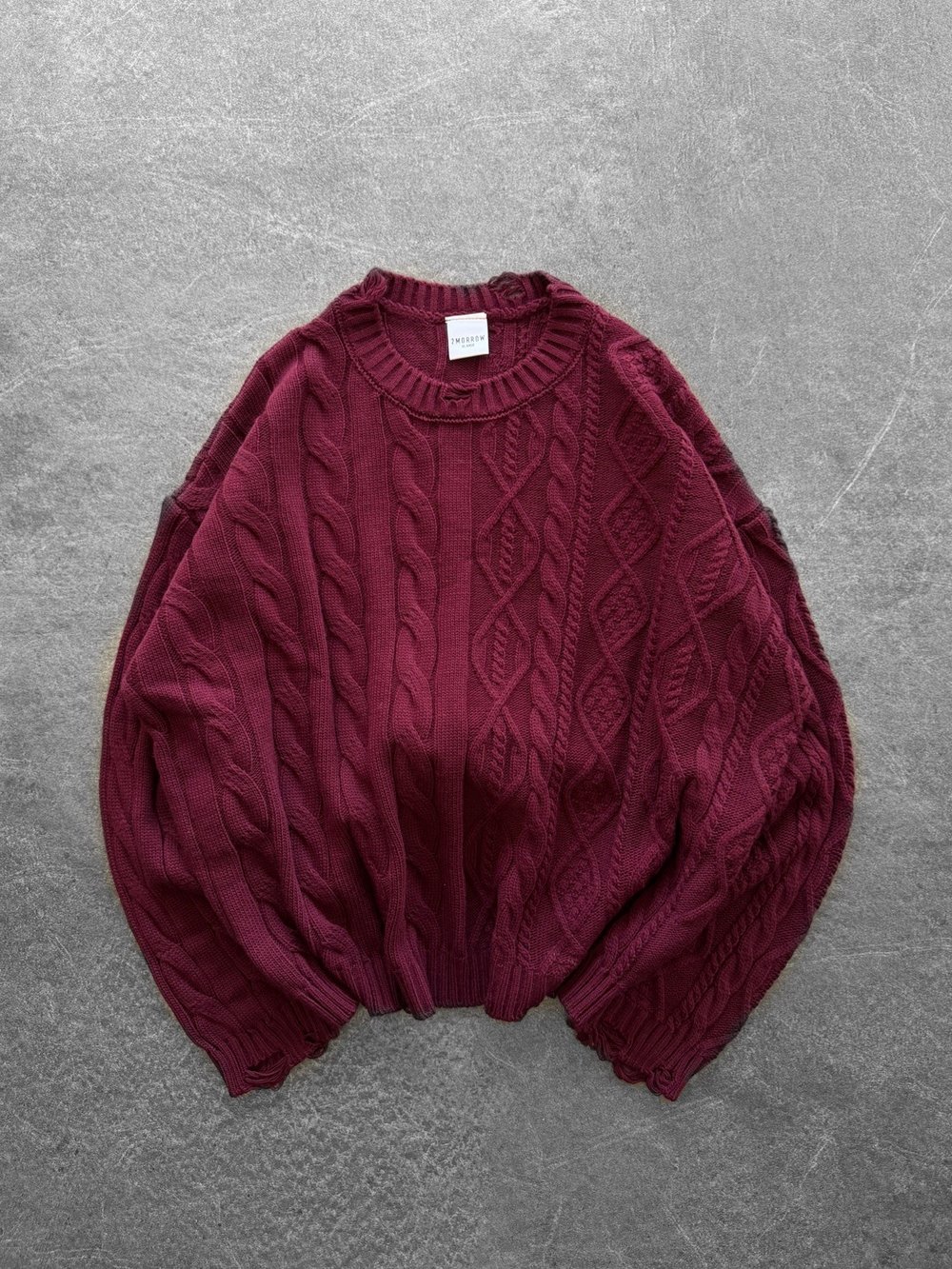BORDO CROP ÖRGÜ TRİKO KAZAK