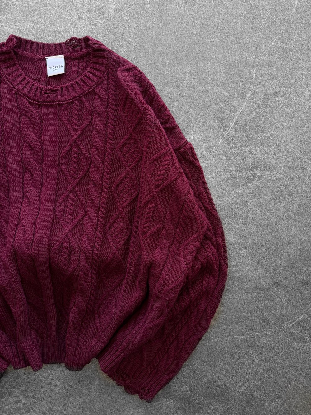 BORDO CROP ÖRGÜ TRİKO KAZAK