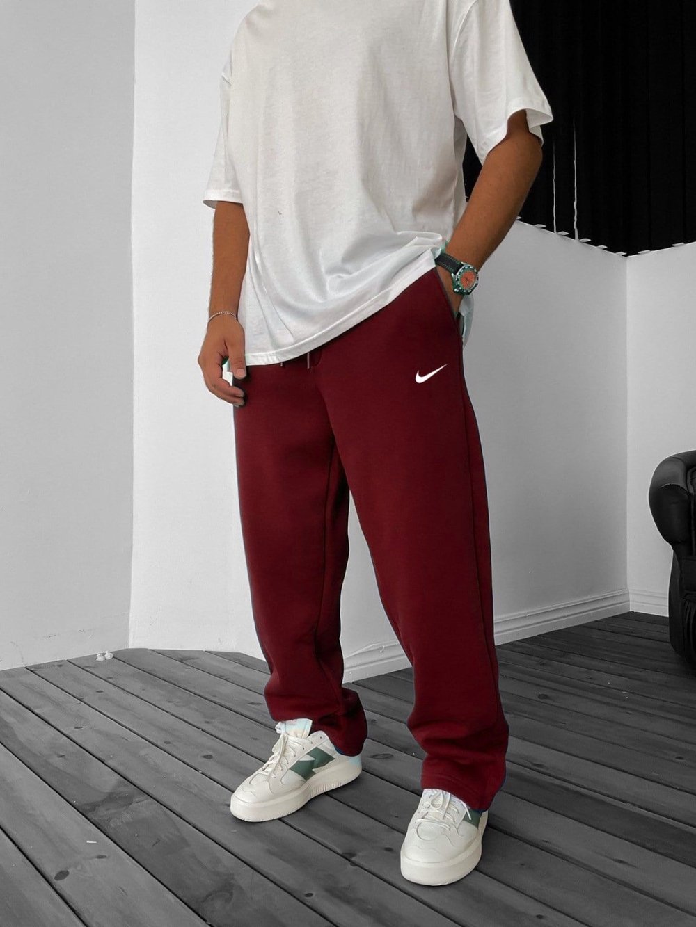 BORDO LOGO NİKE EŞOFMAN