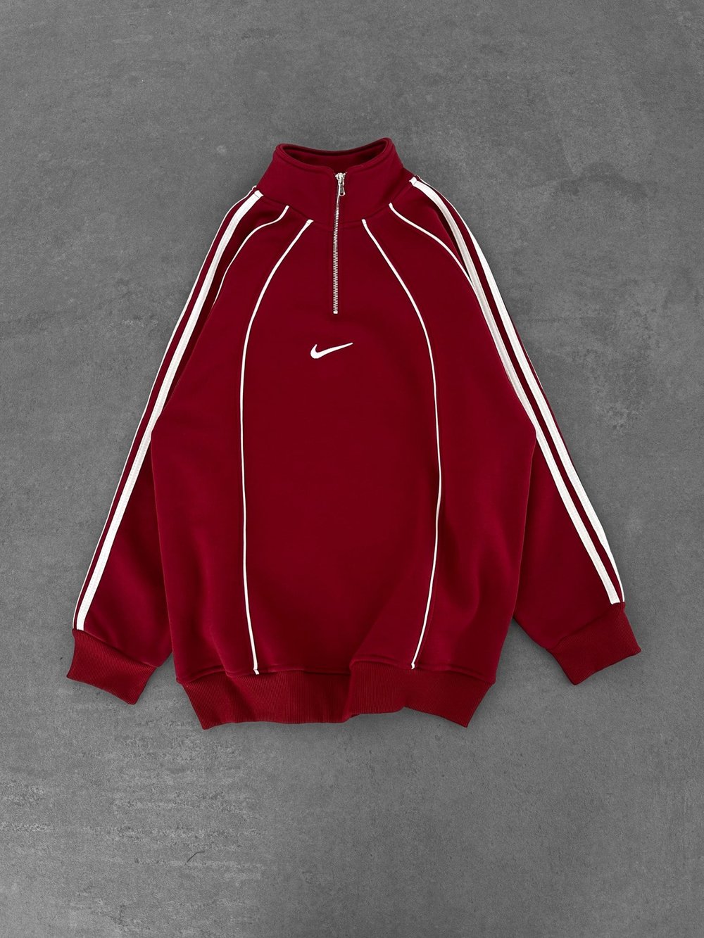 BORDO ŞERİTLİ YARIM FERMUAR NİKE SWEAT