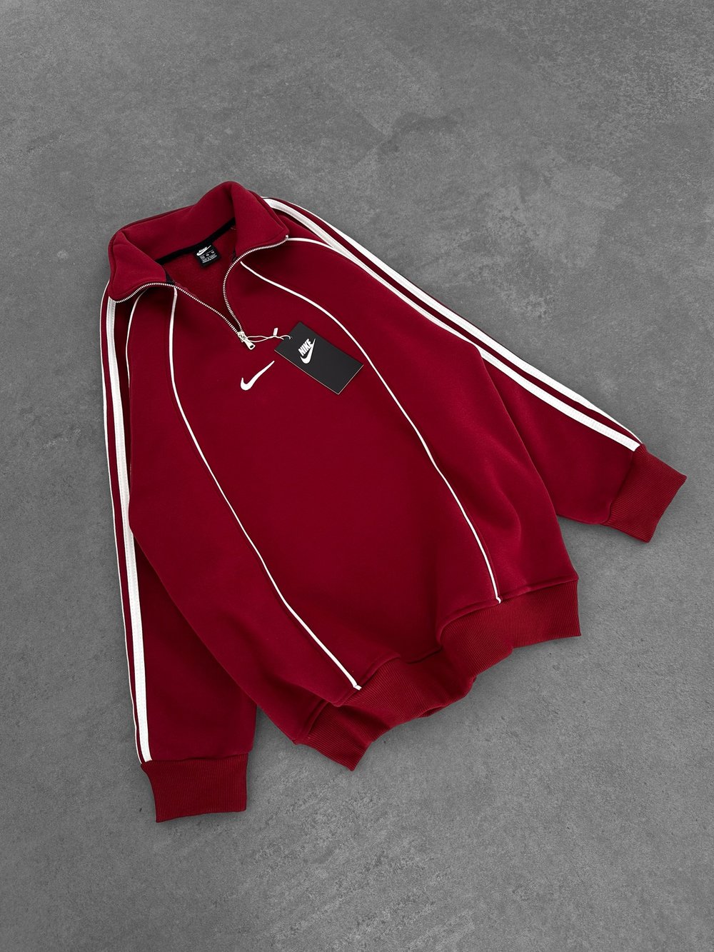 BORDO ŞERİTLİ YARIM FERMUAR NİKE SWEAT