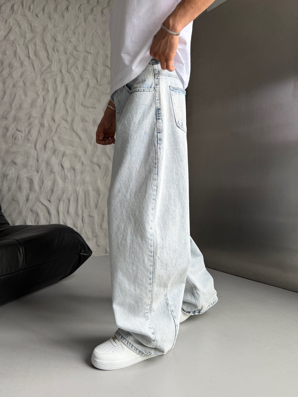 BUZ MAVİ SÜPER BAGGY KOT PANTOLON