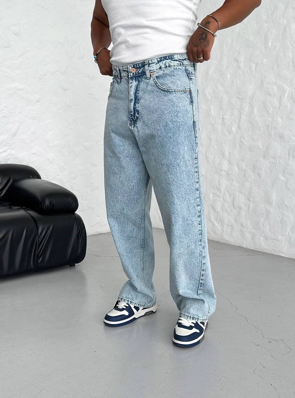 BUZ MAVİ TAM BAGGY PANTOLON